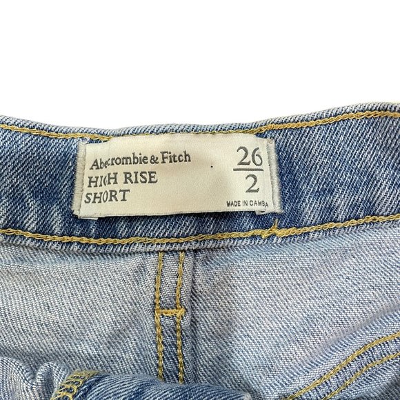 Abercrombie & Fitch High Rise Short Cut Off Denim Jean Light Wash Size 26/2 - Picture 5 of 7